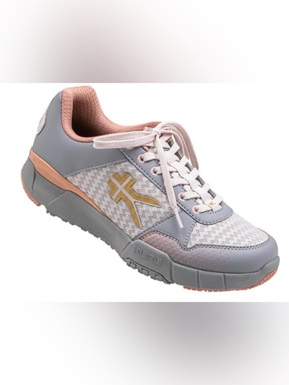 KURU Quantum Women's Gray and Blush Athletic Sneaker Gold Accents size 10